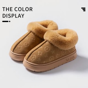 2025 Cotton Slippers Men'S And Women'S Autumn And Winter New Indoor And Outdoor Home Non-Slip Silent Non-Slip Fluffy Slippers (Size Size Guide)