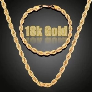 3mm Plated 18k Gold alloy Necklace Fried Dough Twist Chain necklace Hip-hop Twisted Rope Cuban Lovers Party High-end Jewelry Gifts