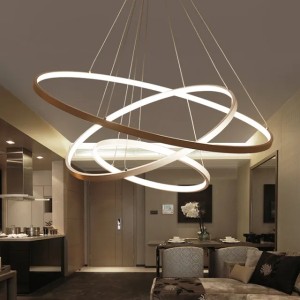 60CM 80CM 100CM Modern Pendant Lights For Living Room Dining Room Circle Rings Acrylic Aluminum Body LED Ceiling Lamp Fixtures (Body color white)