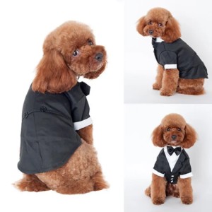 Cute Pet Dog Cat Clothing Prince Wedding Suit Tuxedo Bow Tie Puppy Clothes Coat