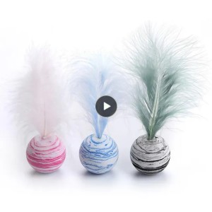 Cat Toy Star Ball Plus Feather EVA Material Light Foam Ball Throwing Funny Toy Star Texture Ball Feather Toy for Dog Cat Supplie