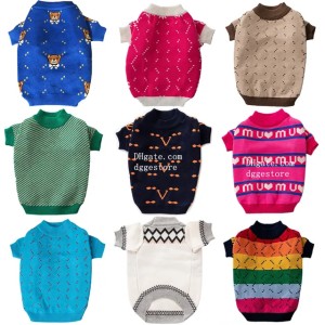 Designer Dog Clothes Luxury Dog Apparel Winter Warm Pet Sweaters Knitted Turtleneck Cold Weather Pets Coats Puppy Cat Pullover Clothing for Small Dog Wholesale A364