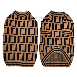 Designer Dog Clothes Brand Dog Apparel Warm Dogs Sweater With Classic Letter Pattern Winter Puppy Sweatshirts Soft Coat for Small Doggy Pet Clothing Boy Girl S A502 (brown)