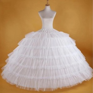 White New 6 Hoops Petticoats for Wedding Dress Plus Size Fluffy Quinceanera Gowns Supplies Underskirt Crinoline Pettycoat Hoop Skirt (White)