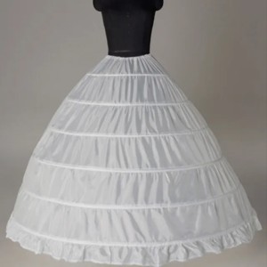 New 6 Hoop Crinoline White Black Long Wedding Petticoat Ball Gown Dress Underskirt Skirt Half Slips Wedding Bride Accessories LG0339 (Black)