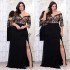 Black Lace Plus Size Prom Dresses With Half Sleeves Off The Shoulder V-Neck Split Side Evening Gowns A-Line Chiffon Formal Dress 2022 0431 (Size Size Guide) Black Lace Plus Size Prom Dresses With Half Sleeves Off The Shoulder V-Neck Split Side Evening Gowns A-Line Chiffon Formal Dress 2022 0431 (Size Size Guide)