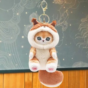 Kawaii Mofusand Long Tailed Forest Animals Series Plush Doll Cute Stuffed Shark Cat Soft Doll Keychain Gift for Birthday Kids