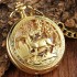Golden Hollow Deer Pattern Mechanical Pocket Watch Vintage Double Side Steampunk Fob Clock Male Necklace Watch Chain Women Men 240617