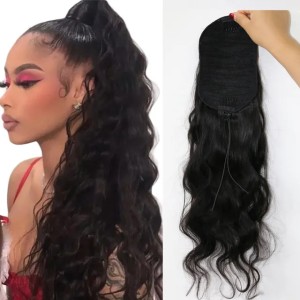 Brazilian Human Hair Extensions Ponytails Body Wave 10-24inch Natural Color Virgin Hair drawstring (Natural Color)