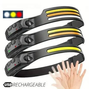 Induction Headlamp COB LED Sensor Head Lamp Built-in Battery Flashlight USB Rechargeable Head Torch 10 Lighting Modes Headlight