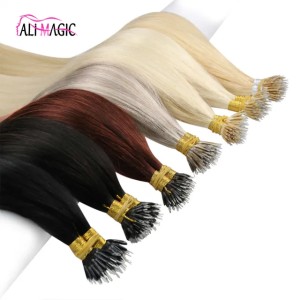 Remy Micro Beads Human Hair Extensions Nano Ring Link Hair Extensions Black Brown Blonde Piano Color 100g 14 16 18 20 22 24 26 28inch