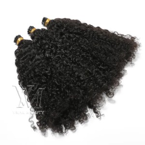 Deep Water Wave Type 3 4 4A Extrotic kinky Culry I Tip Afro Kinky Curly Kinki Coily 100 Strands Pre Bonded Stick I tip Keratin Fusion Raw Virgin Human Hair Extension (Natural Color)