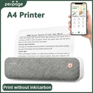 Printers PeriPage A40 thermal printer wireless Bluetooth printer portable mini thermal printer A4 paper photo printer Y240617DBWE