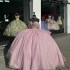 Pink Shiny Quinceanera Dresses Ball Gown Off Shoulder Sweet 16 Dress Beads Crystal Celebrity Party Gowns Graduation vestidos de 15