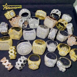 Hot Sale Multiple Choice Custom Iced Out Hip Hop Men Ring VVS Moissanite 925 Sterling Silver Rings Diamond Jewelry Ring for Men