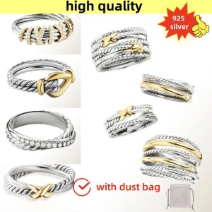 Buyers' PicksVintage designer ring men plated gold rings designer for women twisted braided engagement wedding diamond mens ring fashionable punk jewelry multilayer zl06