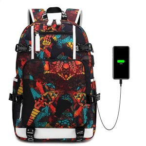 Backpack male high school student schoolbag heat transfer flower anti splash computer bag outdoor street travel backpack 240919