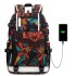 Backpack male high school student schoolbag heat transfer flower anti splash computer bag outdoor street travel backpack 240919