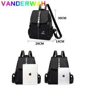 Women Fashion PU Leather Backpack Female Teenager Large Capacity School Bag Lady Travel Shopping Rucksack Student Class Bagpack