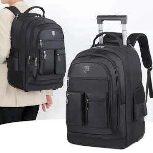 School Bags Mens large capacity travel backpack with wheels womens multilayer handcart lage bag trolley business computer 240813