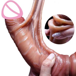 Realistic Dildos Anal Vaginal Dick Women Skin Sliding Foreskin Testicles Stimulation Strapon Big Sex Toys For Woman 666