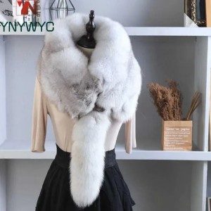 Unisex Real Fur Fox Scarf Men Woman Winter Warm Natural Fur Shawl Soft Headscarf Super big Gray Silver Fox Scarf Fur Accessories Z251014