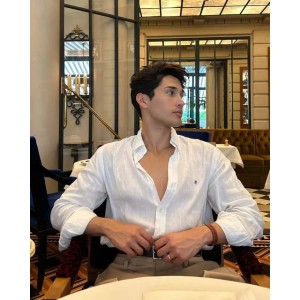 RL Shirts Linen men shirt Pony label blouse Blouse Embroidery couple Long sleeve sun protection leisure sports shirt Polo designer Spring Autumn (Size Size Guide)