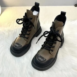 designer shoes Winter Round Toe Lace-up Short Womens Platform Designer Knight Boots Women Shoes (Size Size Guide)