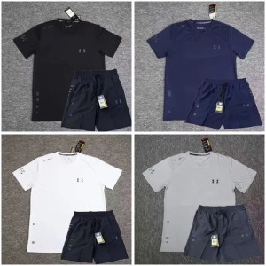 Men sportswear T-shirt and shorts under quick-drying T-shirt gym exercise running summer loose casual T-shirt (Size Size Guide)