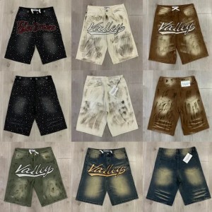 Stock High Quality VALLEY Jean Shorts Summer Streetwear Men Women Fashion Drill Vale Denim Short Pants One Day Shipped Out 250826 (Size Size Guide)