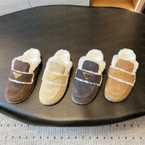 DHagte Winter Fur slipper Fluffy shoe Womens Designer platform booties Suede leather Loafer Furry slide Scuffs colgs casual shoe Luxury Mule Flat Sport House shoes (Size Size Guide)