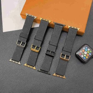 Smart Straps designer Luxury Apple Watch Band 38 40 41 42 44 45 49 mm Black embossed Watchs Strap Wristband For Iwatch 8 7 6 5 4 SE Designer Watchbands 7G9C