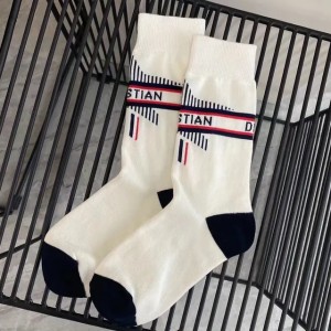 Cute Star Letter Socks Special Letter Cotton Sock Breathable White Dark Blue (Royal Blue)