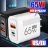 65W USB C Wall Charger Block Quick Charge 2 Ports PD 33W Type C Phone Fast Charging EU US Plug Travel Power Adapter For iPhone 16 15 14 13 12 11 Samsung S25 S24 S23 S22