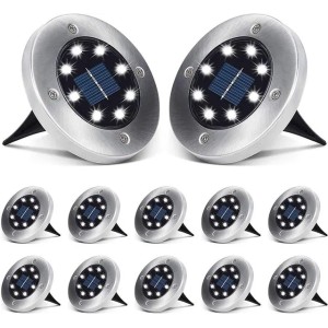 Solar Ground Lights 8 LED Solars Garden Light lawn lamp Waterproof Outdoor Solar-Disk Lighting for Pathway Yard Walkway Patio Lawns Path D3.5 (Body Clear)