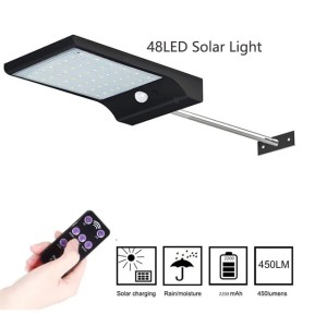 LED Solar Light 48 leds PIR Motion Sensor Security Lights Wireless Solar Wall Light Garden Lamp with Remote Controller (Body Solar light)