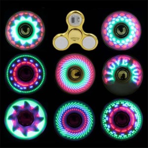 Cool coolest led light changing fidget spinners toy kids toys auto change pattern 18 styles with rainbow light up hand spinner (Mix color send)