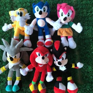 28cm nnew arrival sonic the hedgehog sonic tails knuckles echidna stuffed animals plush toys gift free (As shown)