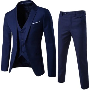 Business Blazer & Vest Pants Suit Sets Men Autumn Fashion Solid Slim Wedding Set Vintage Classic Blazers Male 3 Pieces (Size Size Guide)