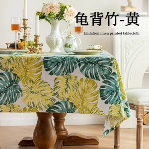 Party Tablecloth Decoration Monstera Six-person Table Tablecloth Imitation Cotton and Linen Rectangular Dining Table Setting Tablecloth (GK-HQ2)