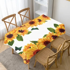 Modern Sunflower Printing Tablecloth Dust Proof Rectangular Table Covers Home Dining Tea Table Decoration 20