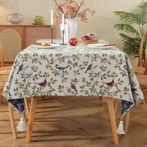 Retro Romantic Dining Fabric Coffee Rectangular Jacquard Tablecloth Pastoral Decorative Cover Cloth (-B)