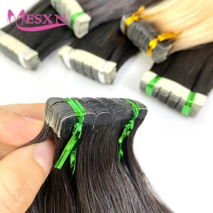 MESXN Mini Tape in Hair Extensions Human Hair 100% Real Natural Hair Tape Weft InsInvisible soft Black Brown Blonde