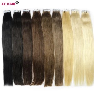 ZZHAIR 14-24 inches 100% Brazilian Tape Remy Human Hair Extensions 20pcs/pack Glue In Hair Skin Weft 30g-70g