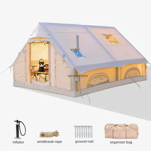 8-10 person inflatable camping tent 129 square meter large inflatable camping tent with manual pump inflatable tent easy to install tent Q250423