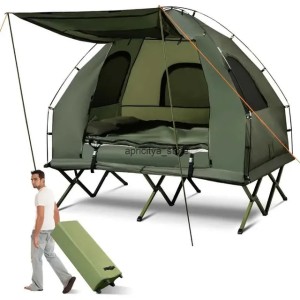 Tent Hut 5-in-1 Folding Camping Hut Camping Tent Lift with Mattress and Pillow Handbag Used for Outdoor Hiking and Fishing Q250423 (Size size)