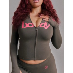 Snatched Body Set Womens Casual Short Sports Workout Set with Zip-Up Jacket Leggings Elastic Quick-Drying Breathable Gym Tracksuits Q4 (Size Size Guide)