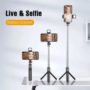 Handheld 360 Degree Flexible Sports Camera Monopod Stand Mobile Phone Holder LED Fill Light Mini Selfie Stick Tripod With Wireless Remote