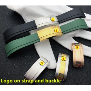 Soft 20mm Black Green silicone Rubber Watchband watch band For Role strap For GMT OYSTERFLEX Bracelet logo on