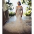 Mermaid Wedding Dresses with Ruffled Tulle Train African Bridal Dress Off the Shoulder Formal Occasion Gown Pearls Beaded